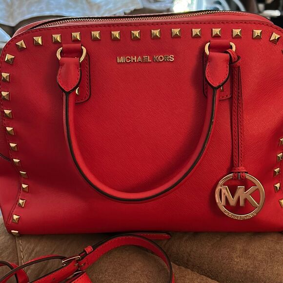 Red Michael Kors Satchel with Matching Wallet & Original Strap. - Picture 2 of 9